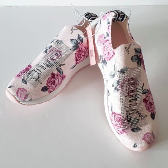 NWT Juicy Couture floral print and crystal embellished slip on knit sneakers, 10 - Picture 5 of 12